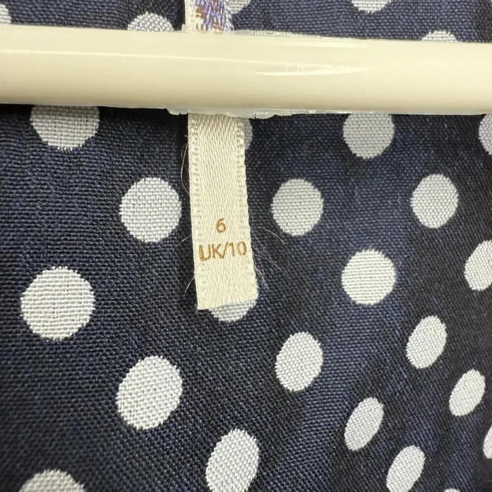Free People Revolve Puff Sleeve Blouse Cropped‎ Polka Dot Blue Women 6